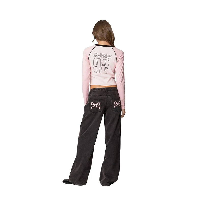 Women's Bow pocket relaxed jeans