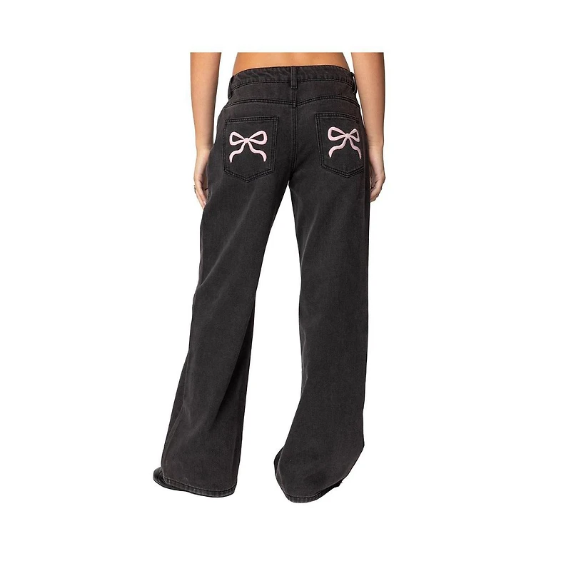 Women's Bow pocket relaxed jeans