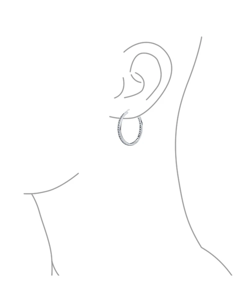 Bling Jewelry Cubic Zirconia Pave Cz Large Statement Big Hoops Earring 14K Yellow Gold Plated .925 Sterling Silver 1.5 Inch Diameter