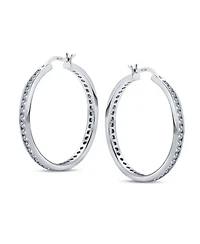 Bling Jewelry Cubic Zirconia Pave Cz Large Statement Big Hoops Earring 14K Yellow Gold Plated .925 Sterling Silver 1.5 Inch Diameter