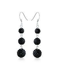 Bling Jewelry Multi Color Crystal Pave Disco Balls Dangle Earrings in Sterling Silver