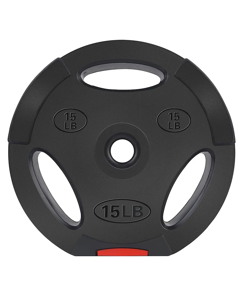 Signature Fitness Standard 15 Pound Coded Olympic Weight Plate, Black (Set of 2)
