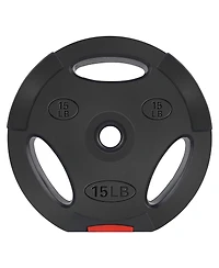Signature Fitness Standard 15 Pound Coded Olympic Weight Plate, Black (Set of 2)
