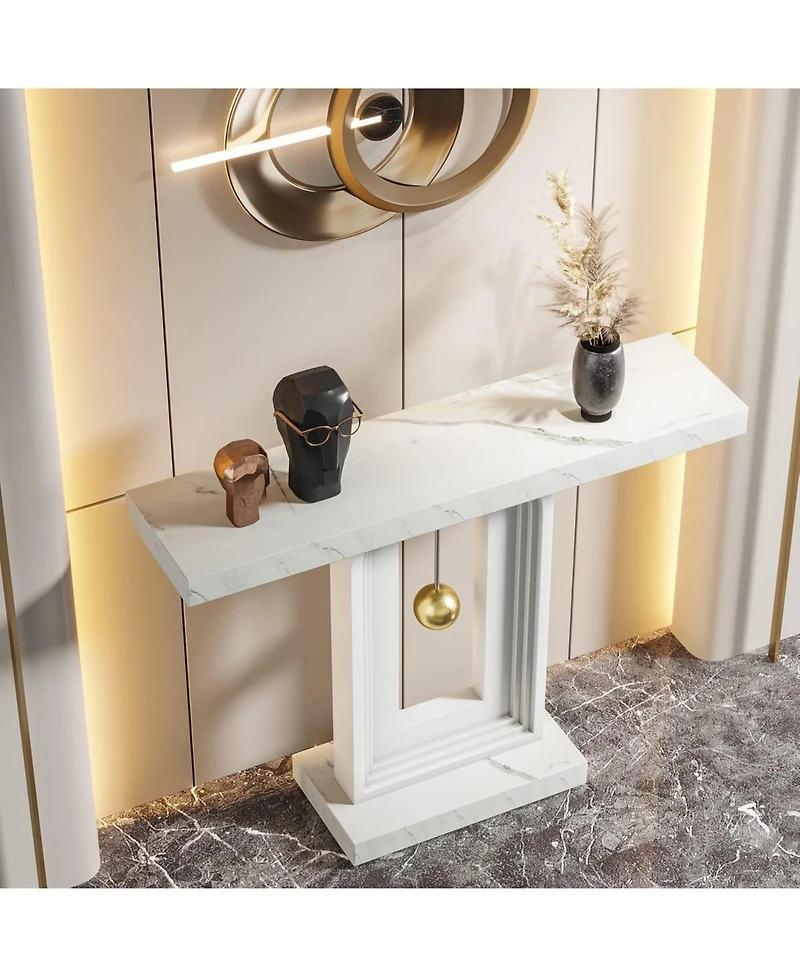 Tribesigns Modern Console Table, 40 Inches Narrow Sofa Entryway Table with Pendulum Shape Base, Contemporary Wood Accent Table for Living Room Hallway