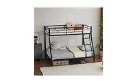 Slickblue Twin Over Full Metal Bunk Bed – Sturdy Bunk for Kids, Teens, and Adults