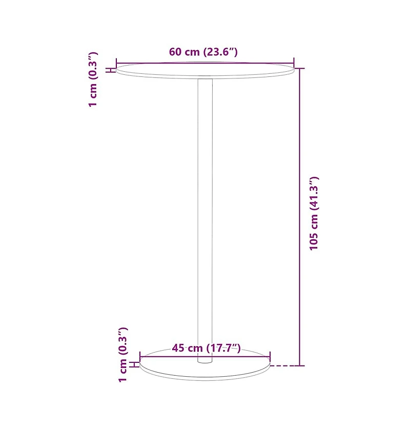 vidaXL Patio Table Round Black 23.6"x41.3" Steel