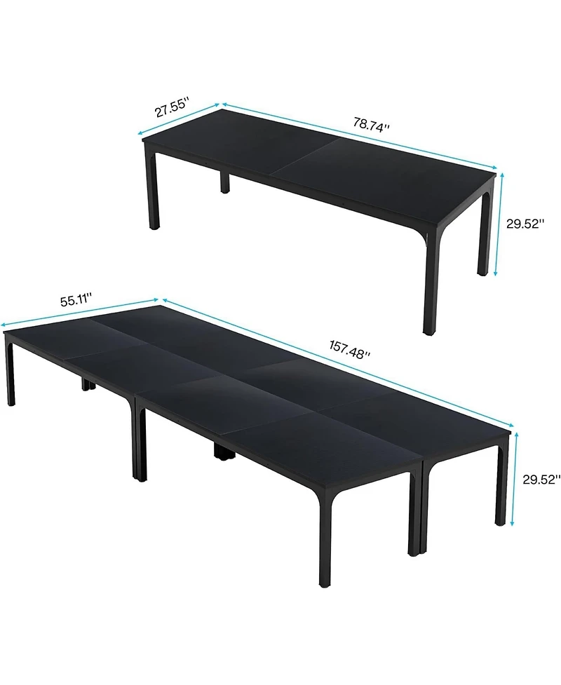 Tribesigns 78.74-Inch Conference Table Set of 4, 13FT Room Table, Large Rectangle Meeting Seminar for 12-16 Person, Long Business