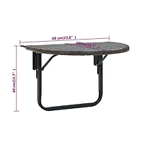 vidaXL Balcony Table Brown 23.6"x23.6"x15.7" Poly Rattan