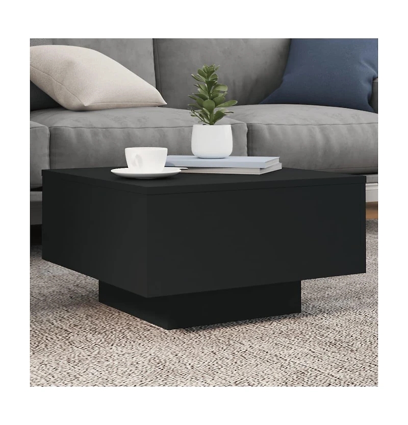 vidaXL Coffee Table Black 21.7"x21.7"x12.2" Engineered Wood