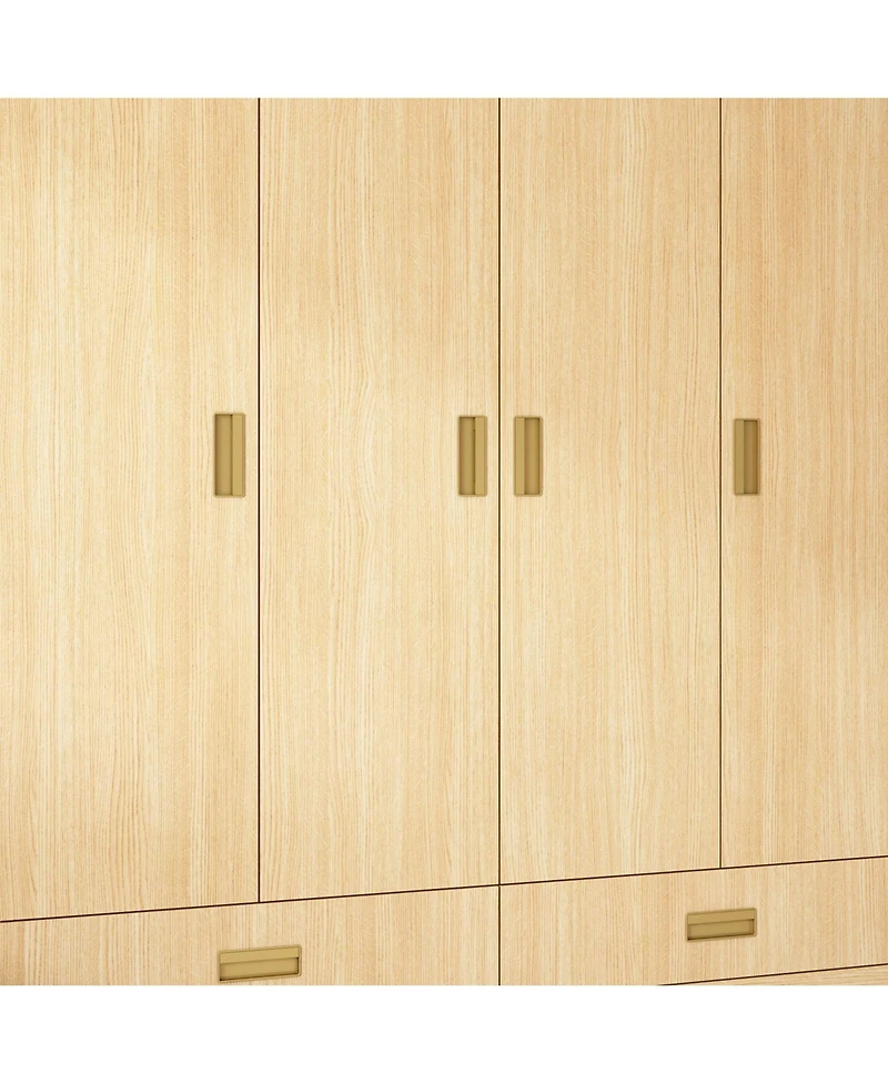 Famapy Brown Wood 4-Door Big Wardrobe Armoires with 2-Drawers