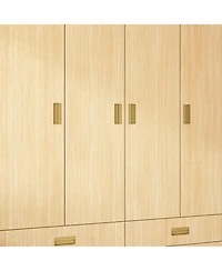 Famapy Brown Wood 4-Door Big Wardrobe Armoires with 2-Drawers