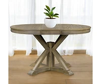 Slickblue Retro Extendable Dining Table with 12-Inch Leaf for Functional Dining and Living Room Spaces