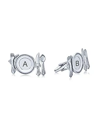Bling Jewelry Unique Gift Chef Shirt Cufflink Gourmet Kitchen Knife Fork Silver Cufflinks