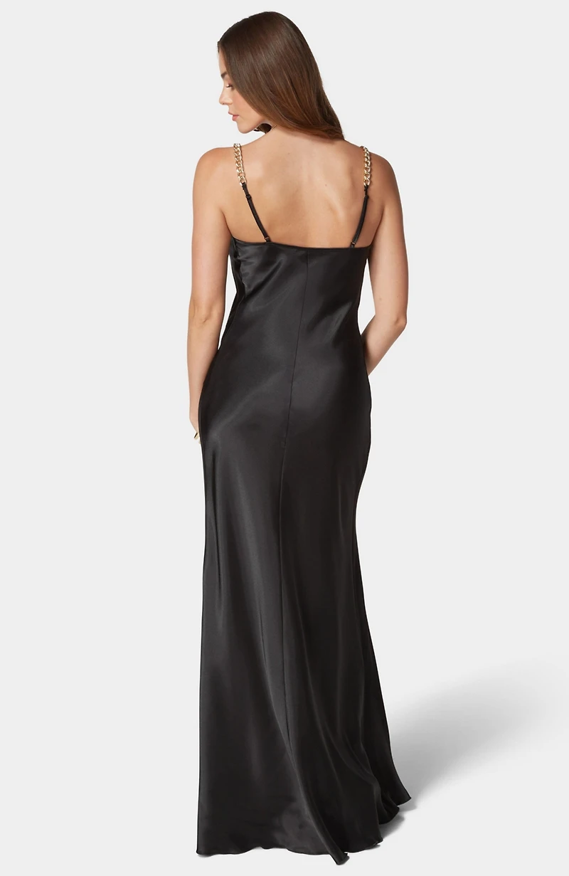 Bebe Women's Satin Maxi Chain Dress
