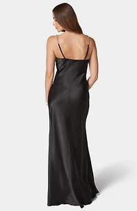 Bebe Women's Satin Maxi Chain Dress