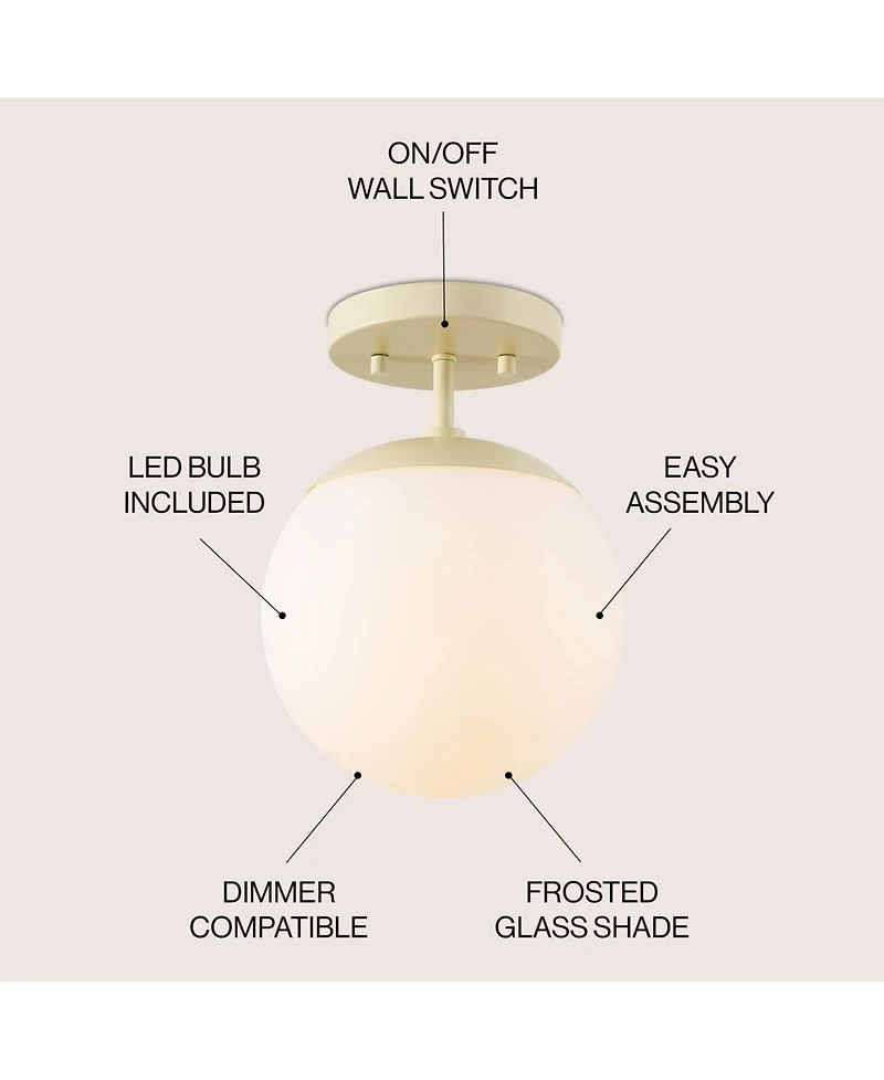Jonathan Y Marcel 1-Light Bohemian Farmhouse Iron/Frosted Glass Led Semi Flush Mount