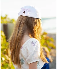 Bits & Bows Girls Palm Tree Bow Baseball Hat White