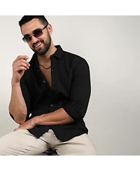 Men's Onyx Black Chain-Creased Shirt