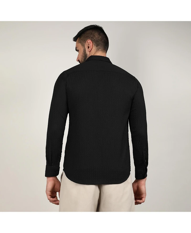 Men's Onyx Black Chain-Creased Shirt