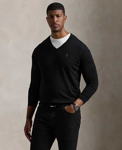 Polo Ralph Lauren Men's Big & Tall Washable Wool V-Neck Sweater