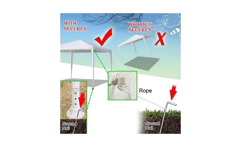 Slickblue 3x3m Portable Waterproof Tent with Spiral Tubes - Four-Sided Home Use Shelter for Outdoors