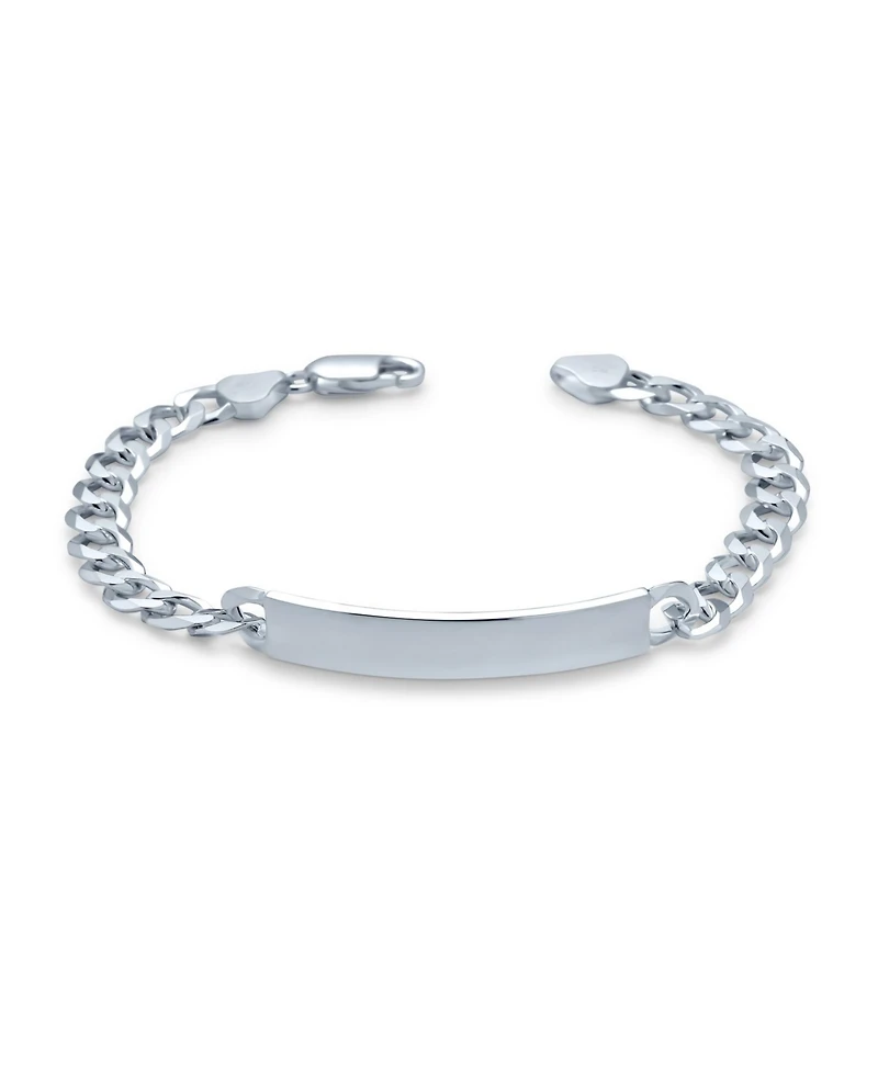 Bling Jewelry Bar Name Plated identification Id Bracelet 6 Mm Miami Cuban Curb Link Chain Link 200 Gauge Sterling Silver