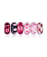 Bling Jewelry Sterling Silver Murano Glass Charm Bead Set - Shades of Red and Pink