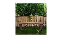 Slickblue 2-Person Rustic Garden Bench, Outdoor Wagon Wheel Porch Bench for Backyard Patio Garden, Brown