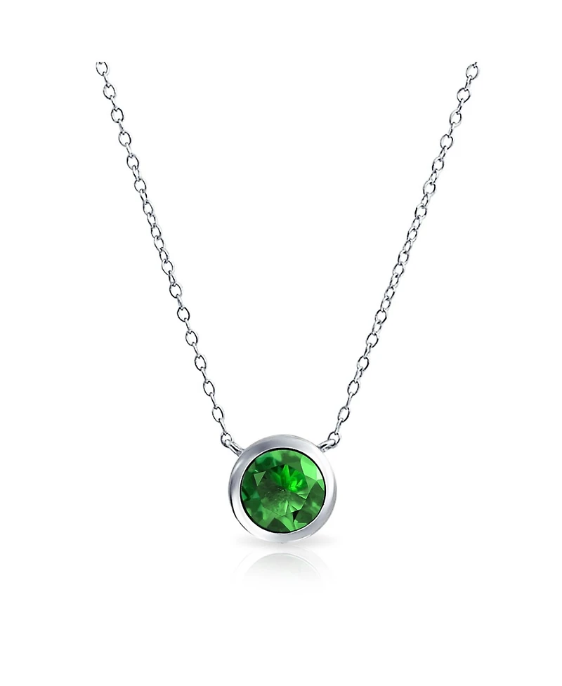 Bling Jewelry Classic Cubic Zirconia 2CT Round Cz Bezel Set Pendant Necklace Sterling Silver