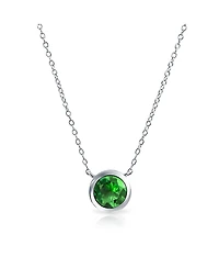 Bling Jewelry Classic Cubic Zirconia 2CT Round Cz Bezel Set Pendant Necklace Sterling Silver