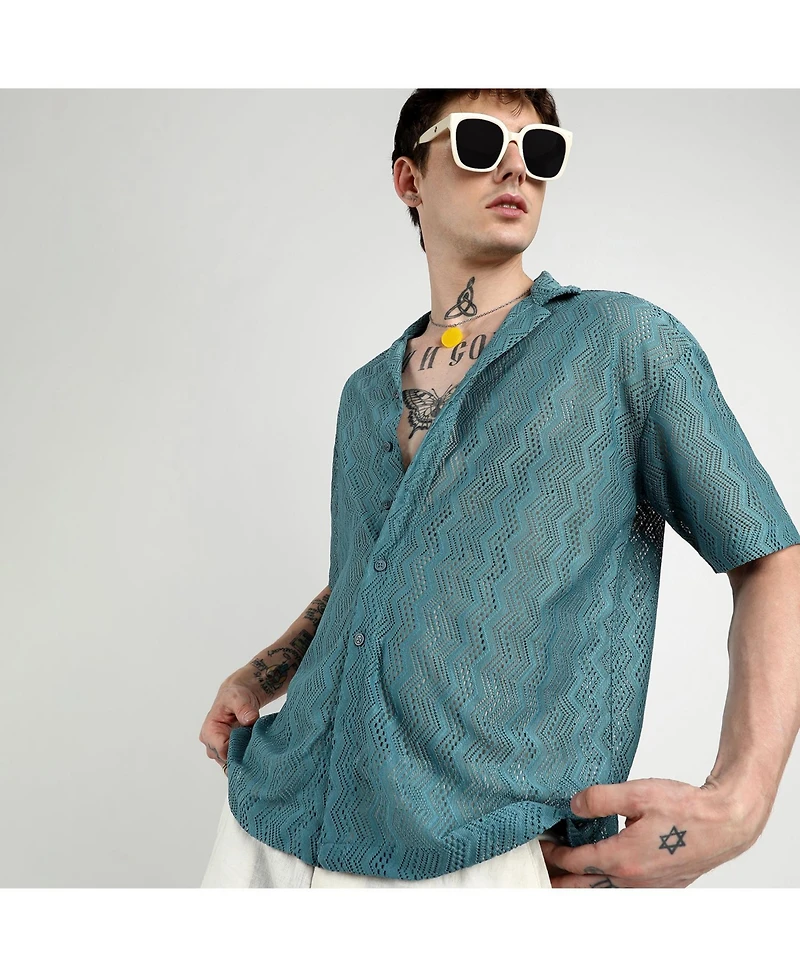 Campus Sutra Men's Splash Check Oversized Shirt