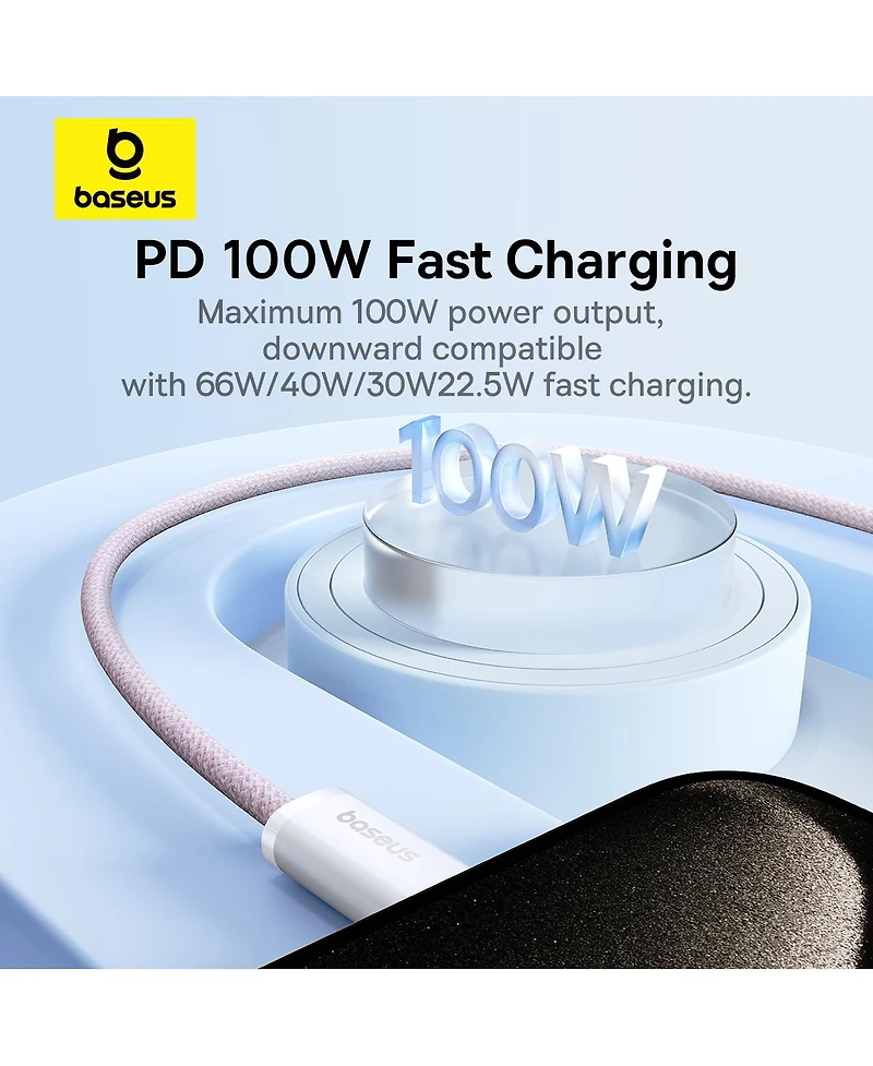 Usb-c to Cable 100W Usb Charging 3ft, Pink