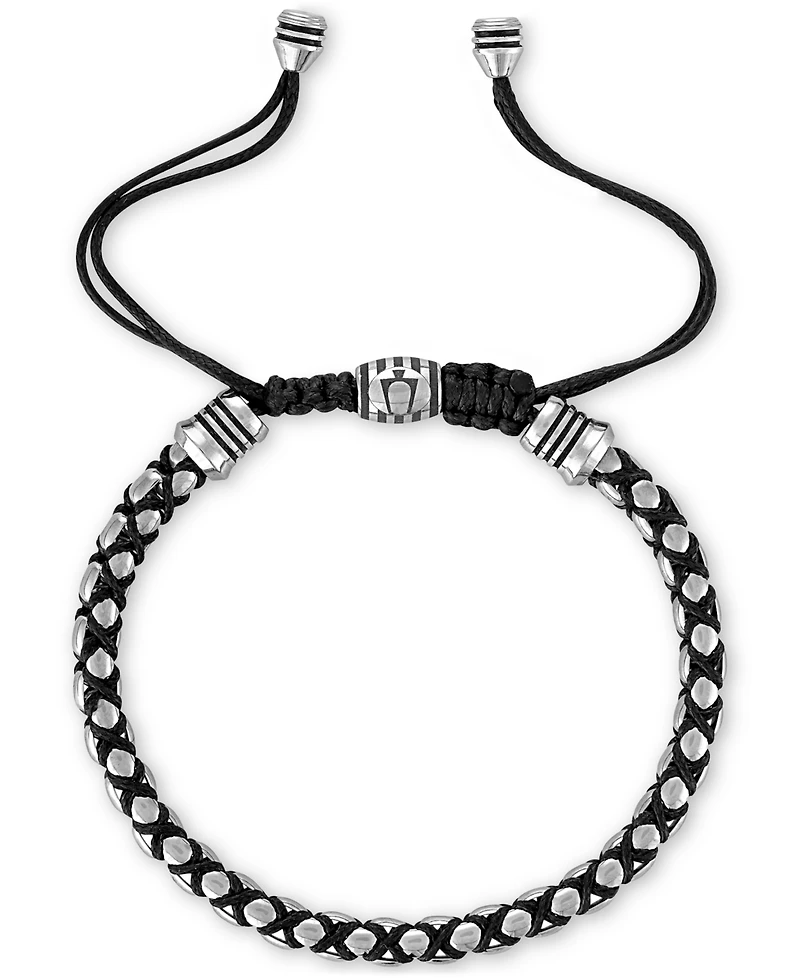 Bulova Stainless Steel Icon Beaded Bolo Bracelet