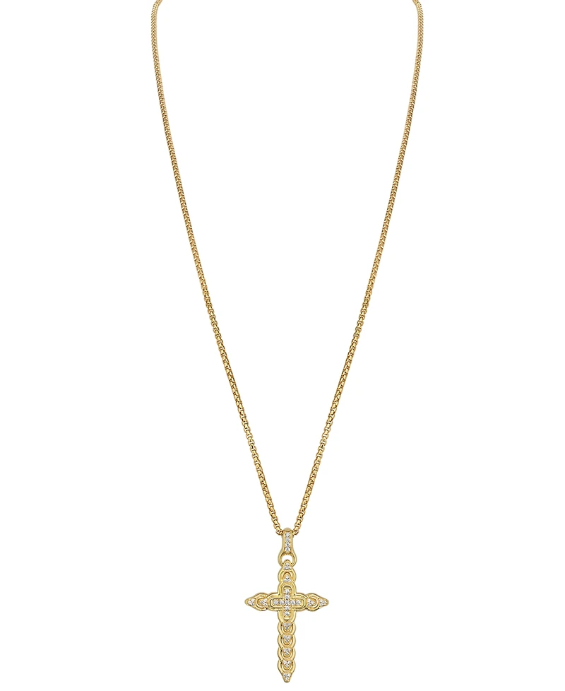 Bulova Diamond (1/2 ct. t.w.) Link Cross Pendant 26" Necklace in 14k Gold