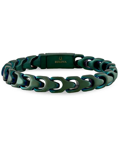 Bulova Green-Tone Stainless Steel Link Bracelet