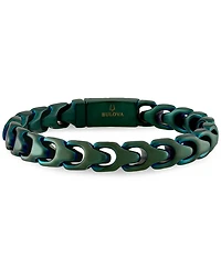Bulova Green-Tone Stainless Steel Link Bracelet