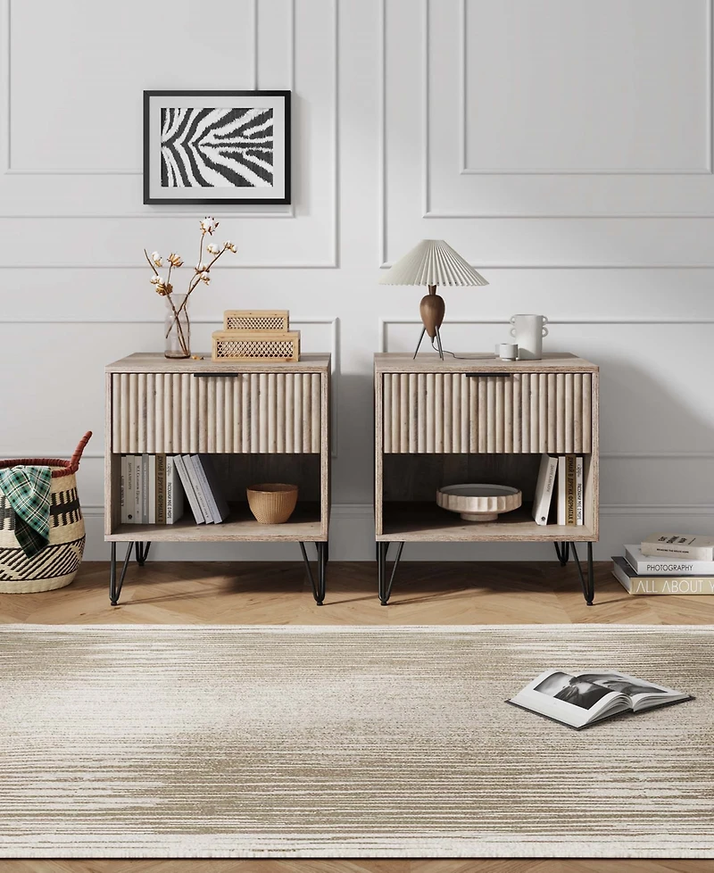 Manhattan Comfort Dumbo 2-Piece 1-Drawer Modern Nightstand Set