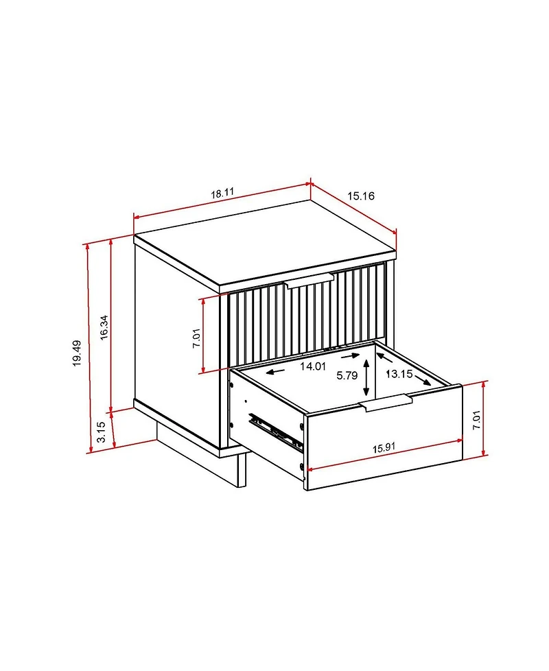 Manhattan Comfort Granville 2-Piece 2-Drawer Nightstand Set