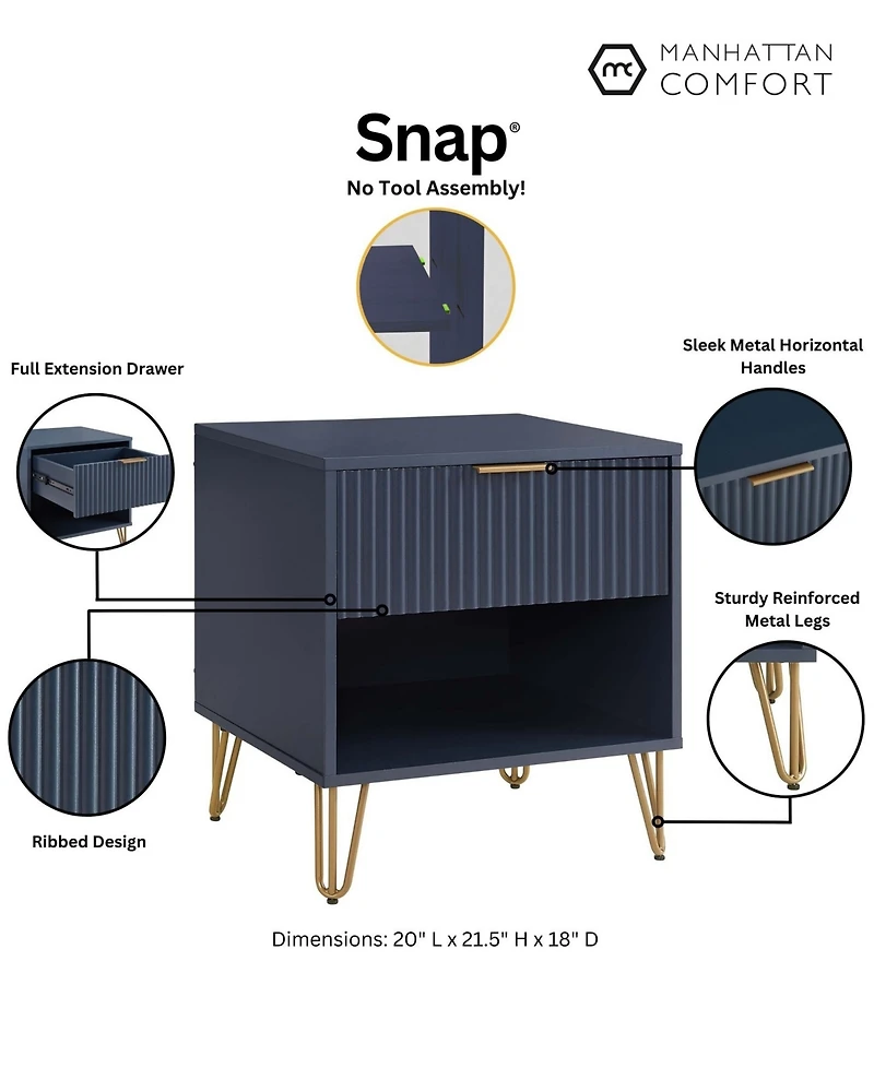 Manhattan Comfort Dumbo 1-Drawer Modern Nightstand