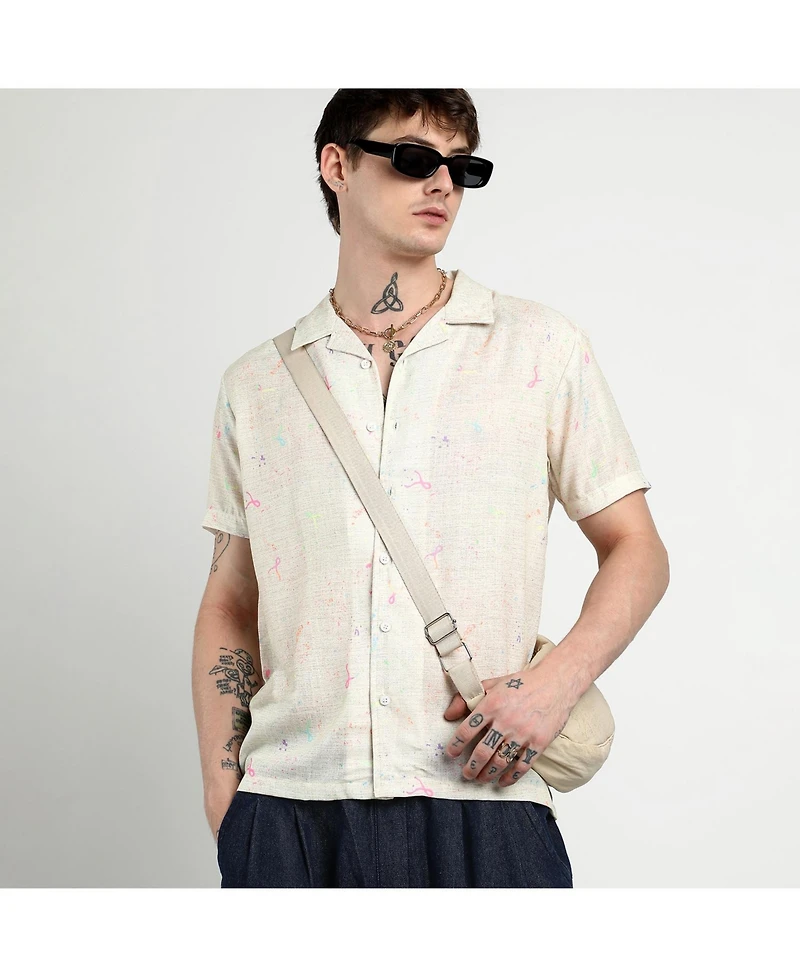 Men's Off-White Heathered Drawn Shirt