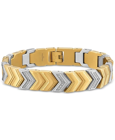 Esquire Men's Jewelry Diamond Chevron Link Bracelet (1/4 ct. t.w.) in Stainless Steel & Gold-Tone Ion-Plate, Exclusively at Macy's