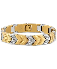 Esquire Men's Jewelry Diamond Chevron Link Bracelet (1/4 ct. t.w.) in Stainless Steel & Gold-Tone Ion-Plate, Exclusively at Macy's