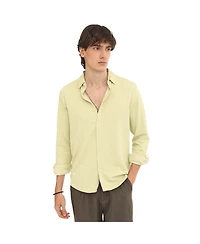Campus Sutra Men's Lime Green Stripe-Creased Shirt
