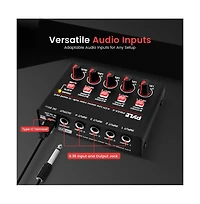 Pyle Compact Bluetooth 4-Channel Line Mixer with Usb Audio Interface