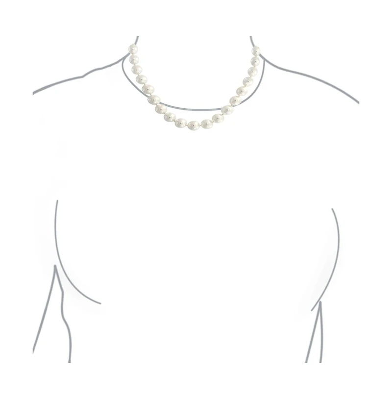 Bling Jewelry White Strand Necklace Rhodium Plated Crystal Clasp Pearl 10MM 16 Inch