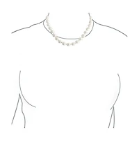 Bling Jewelry White Strand Necklace Rhodium Plated Crystal Clasp Pearl 10MM 16 Inch
