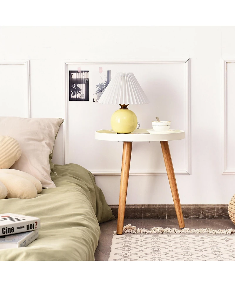 Gymax Set of 2 Round Side Table Sofa Coffee End Accent Table Nightstand Home