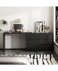 Homsee 6-Drawer L-Shaped Chest of Drawers with Rotatable Desktop