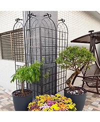 Slickblue 4-Pack Metal Garden Trellis – 86.7'' x 19.7'', Rustproof Black Trellis for Climbing Plants and Outdoor Flower Support