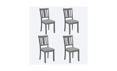Wooden Dining Chairs Set of 4, Kitchen Chair with Padded Seat, Upholstered Side Chair for Dining Room, Living Room, Gray